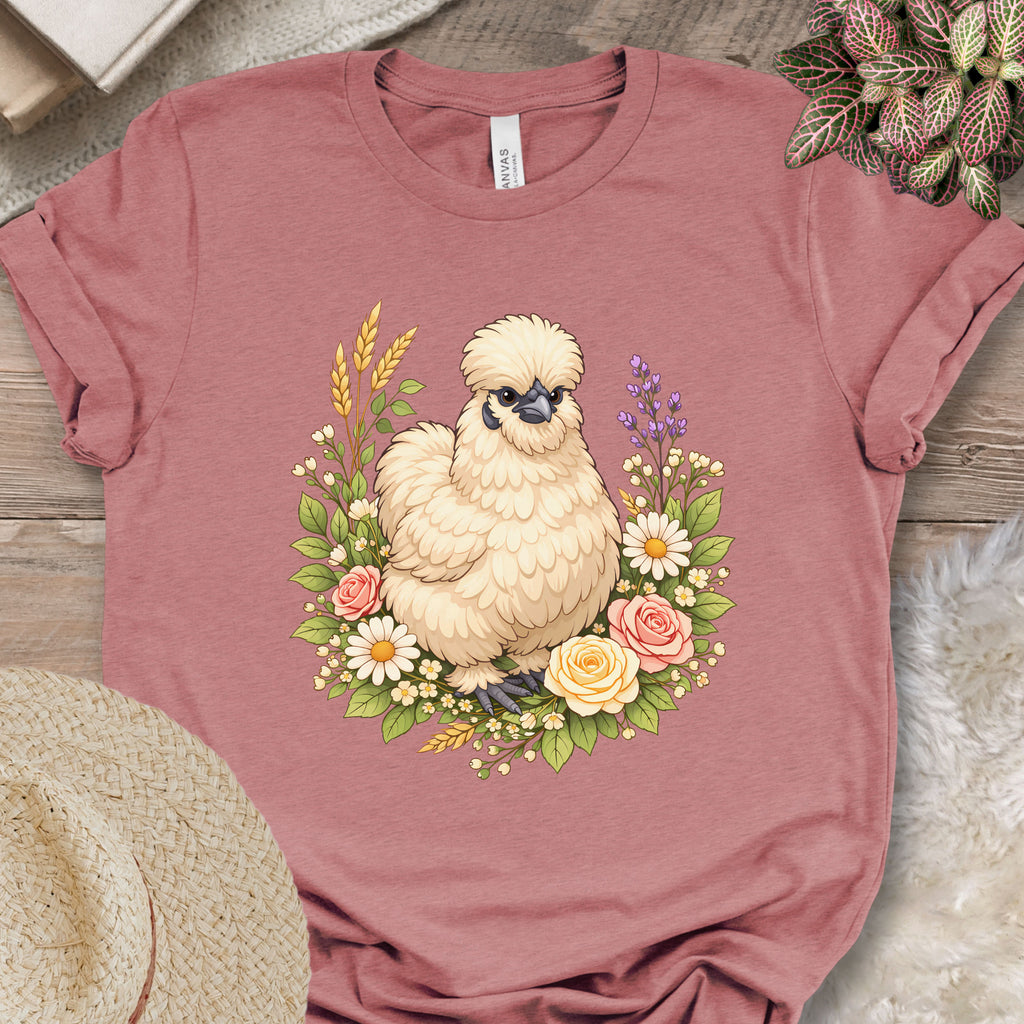 Silkie Chicken Floral T-Shirt