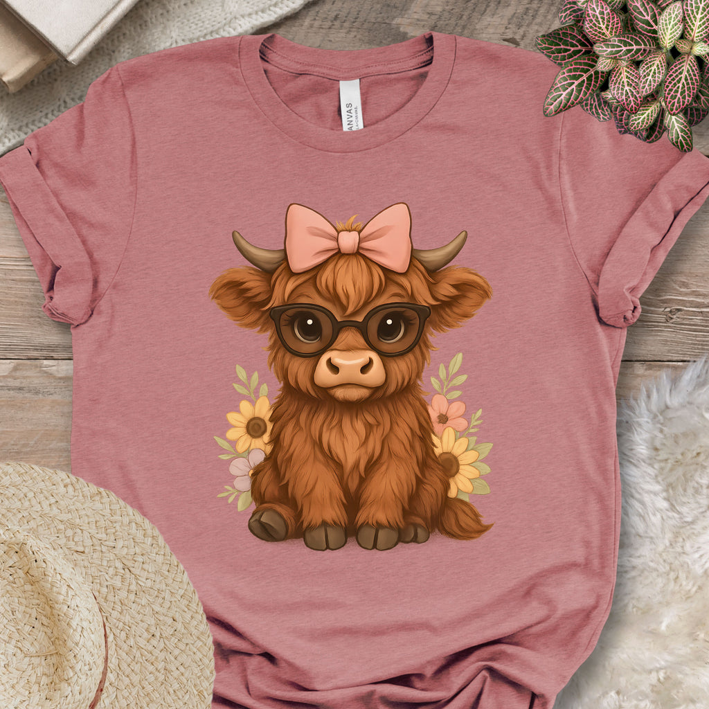 Highland Cow in Sunglasses Tee