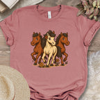 Flower Power Horses Cartoon T-Shirt