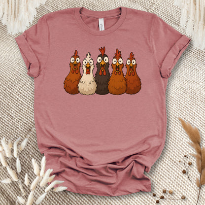 Funny Chicken Lover T-Shirt – Silly Chicken Lineup Tee for Farm Fans & Backyard Chicken Keepers