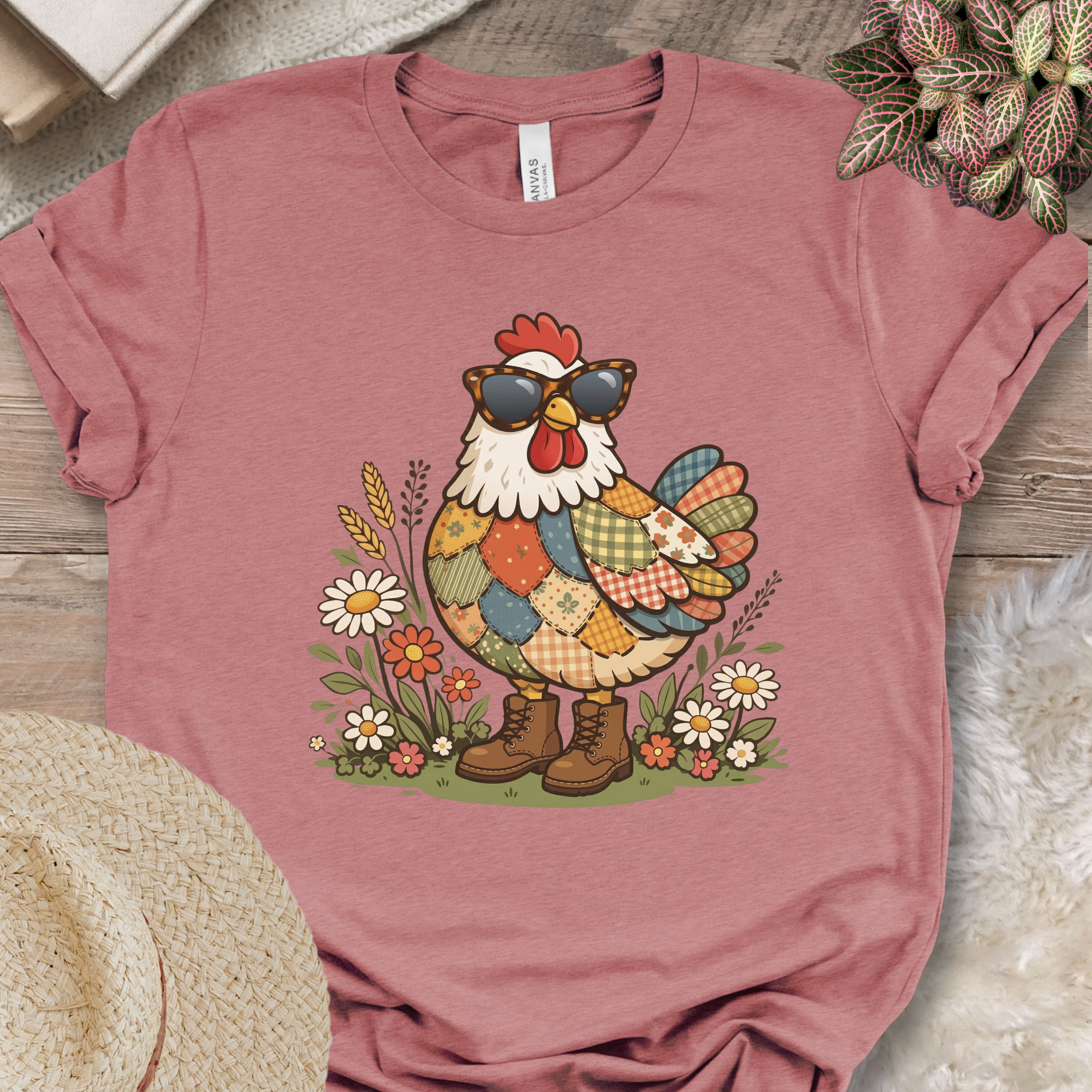 Patchwork Chicken Floral T-Shirt