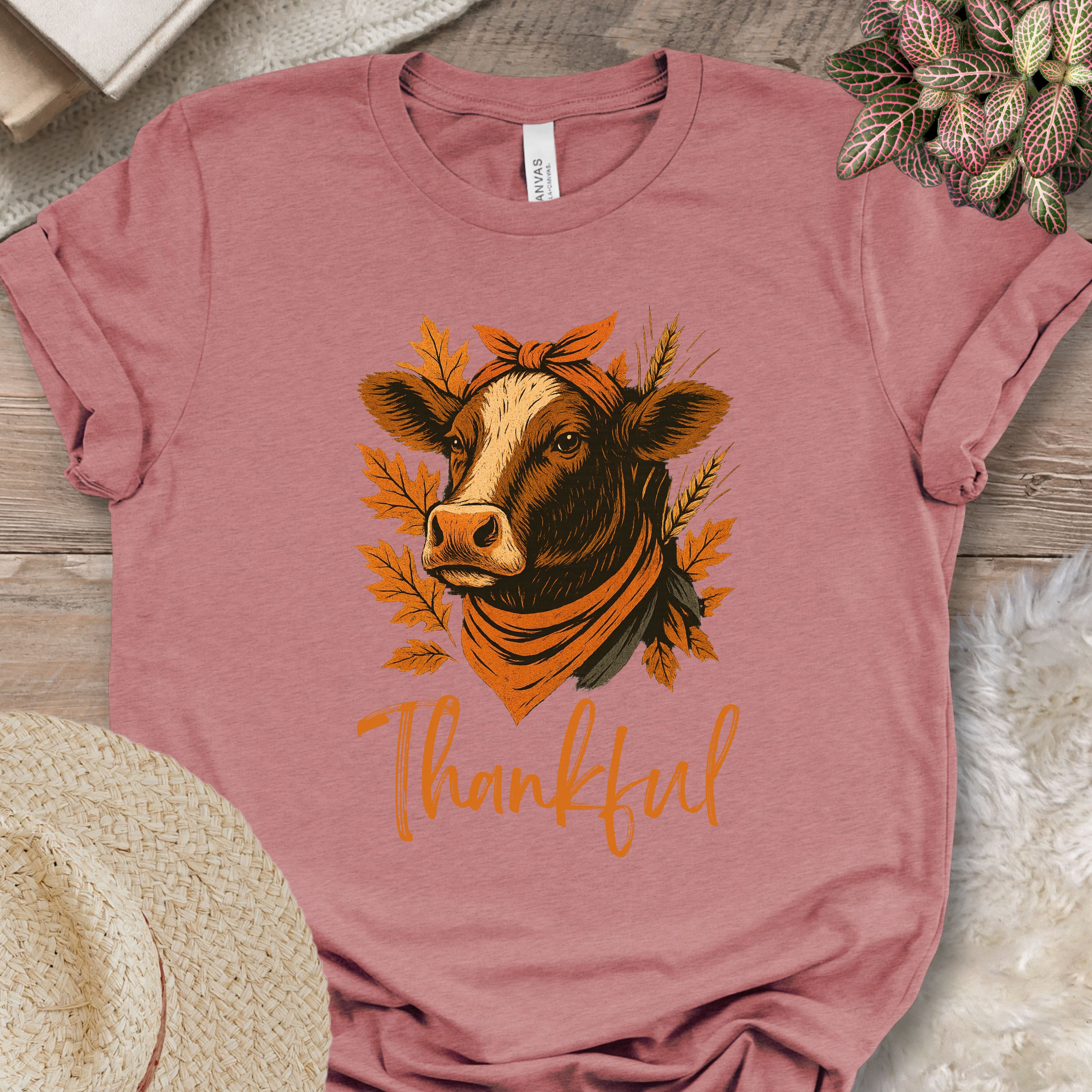 Thankful & Blessed Cow Tee