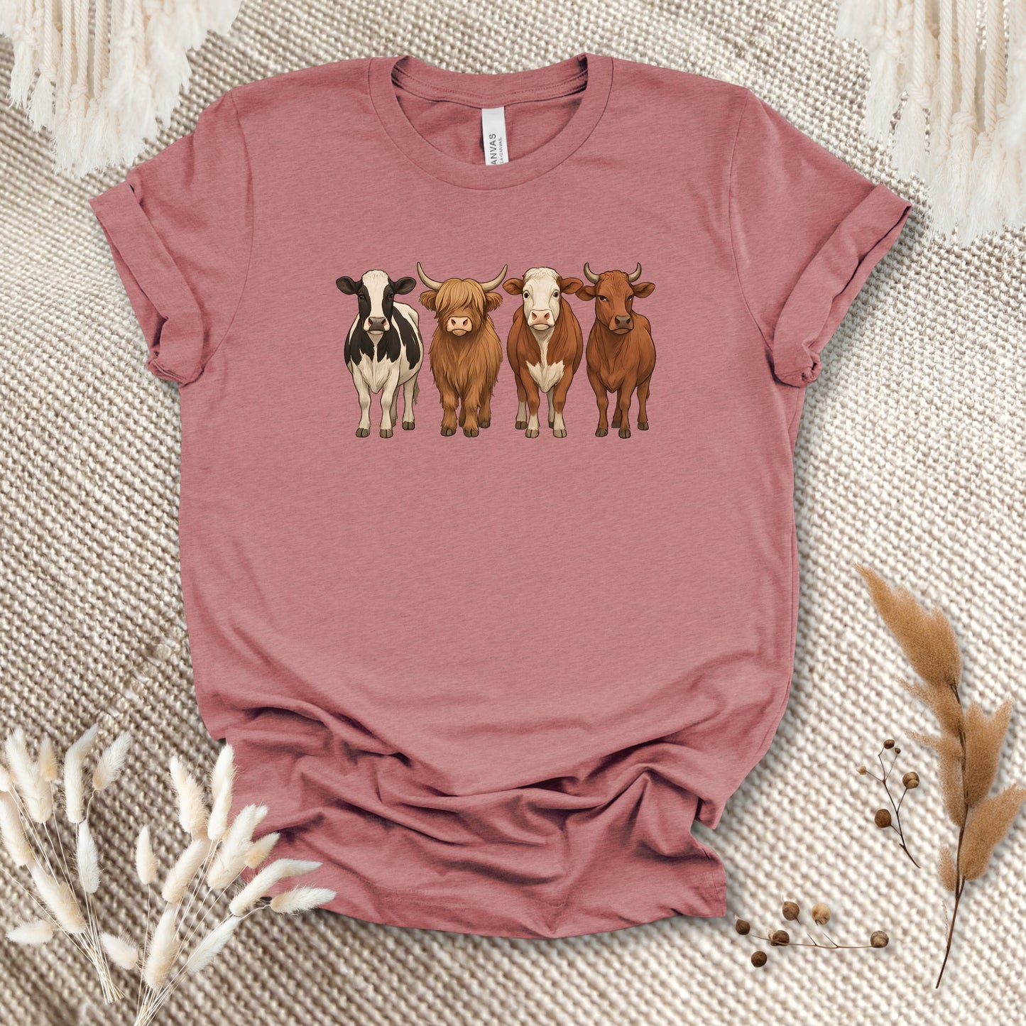 Cow Lover T-Shirt – Highland, Holstein & Brown Cow Lineup Tee for Ranchers & Farm Life Fans