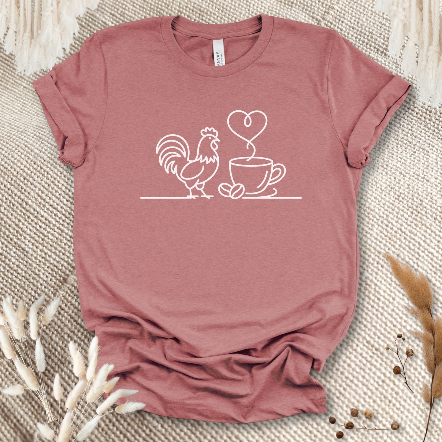 Minimalist Chicken & Coffee Line Art T-Shirt – Chicken Lover Coffee Tee for Farmers & Morning Brew Fans