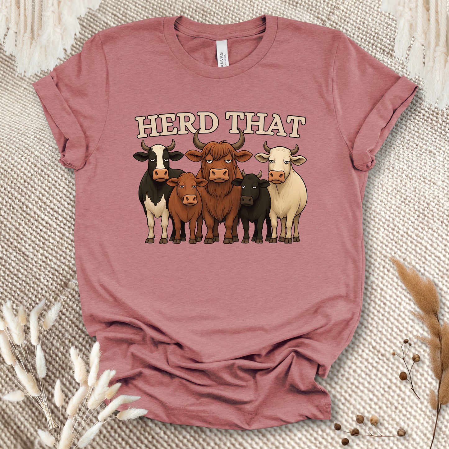 Funny Cow Lover T-Shirt – Herd That Cow Lineup Tee for Farmers, Ranch Families & Country Humor Fans