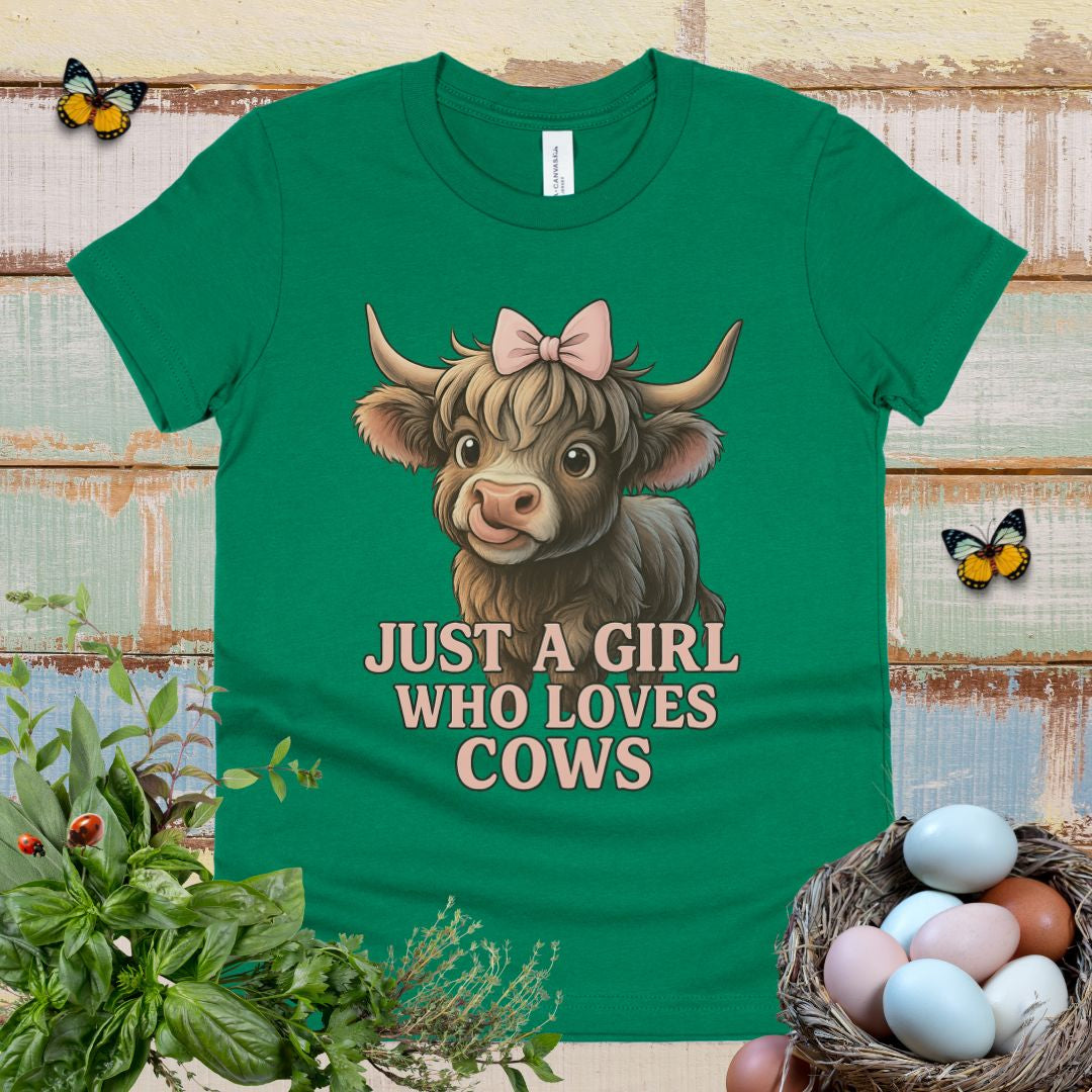 Cute Highland Cow Youth Tee for Girls Who Love Animals