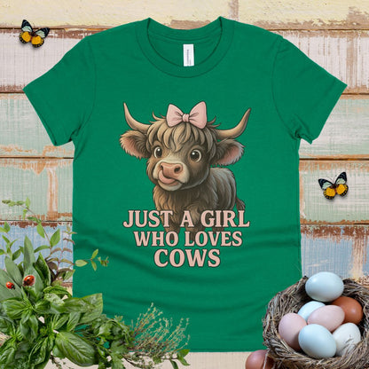 Cute Highland Cow Youth Tee for Girls Who Love Animals