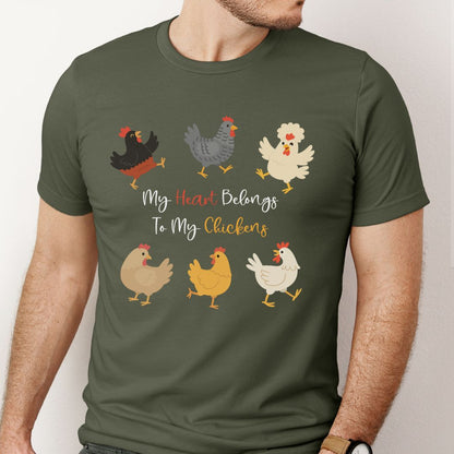 Heart Chickens T-shirt - Adorable Farm Life Gift for Chicken Lovers, Homesteaders & Poultry Moms