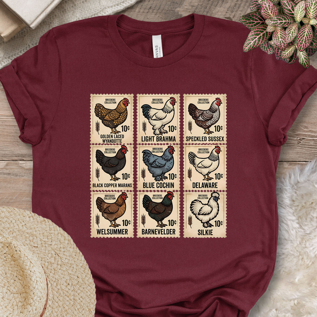 Vintage Chicken Breed Stamps T-Shirt