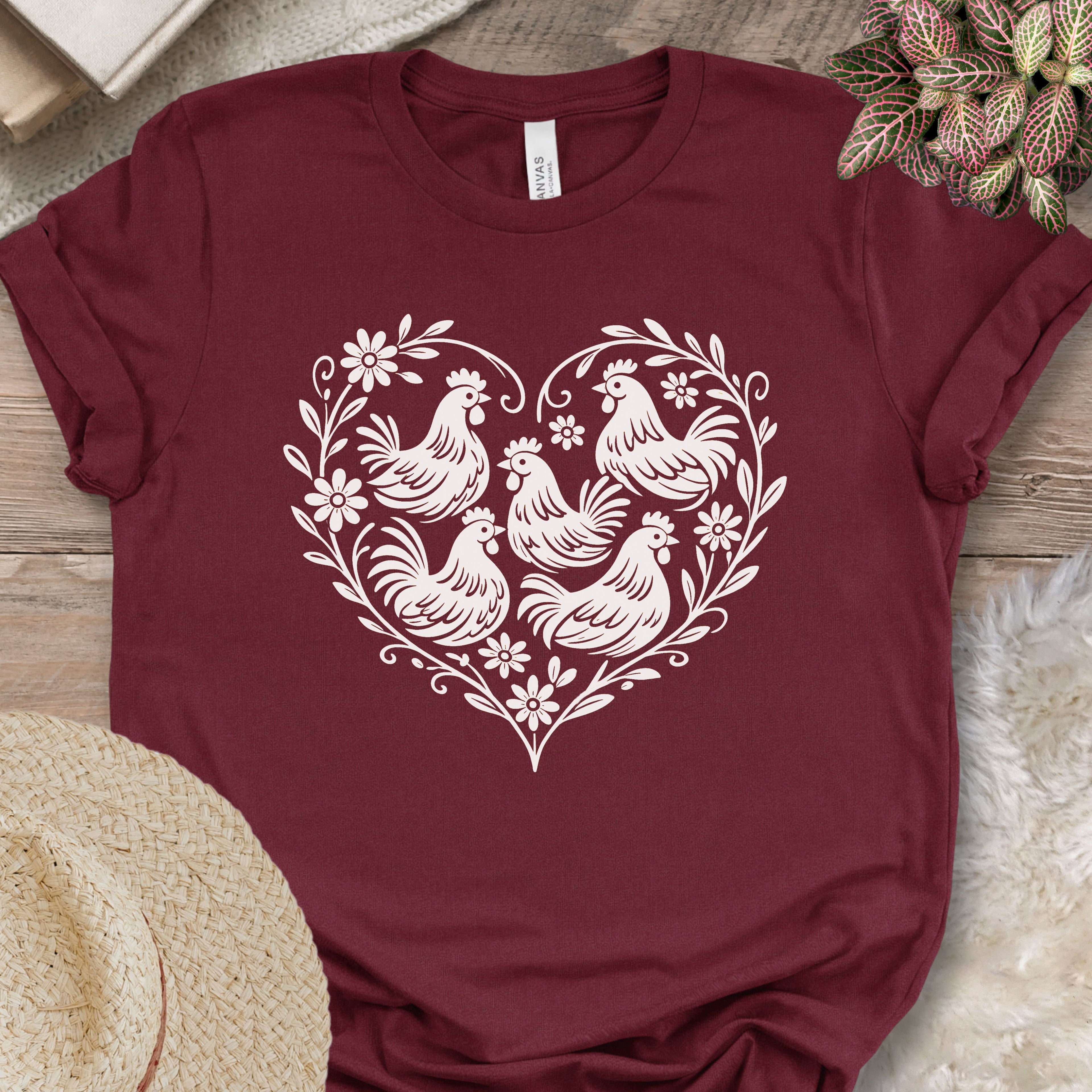Floral Chicken Heart Shirt