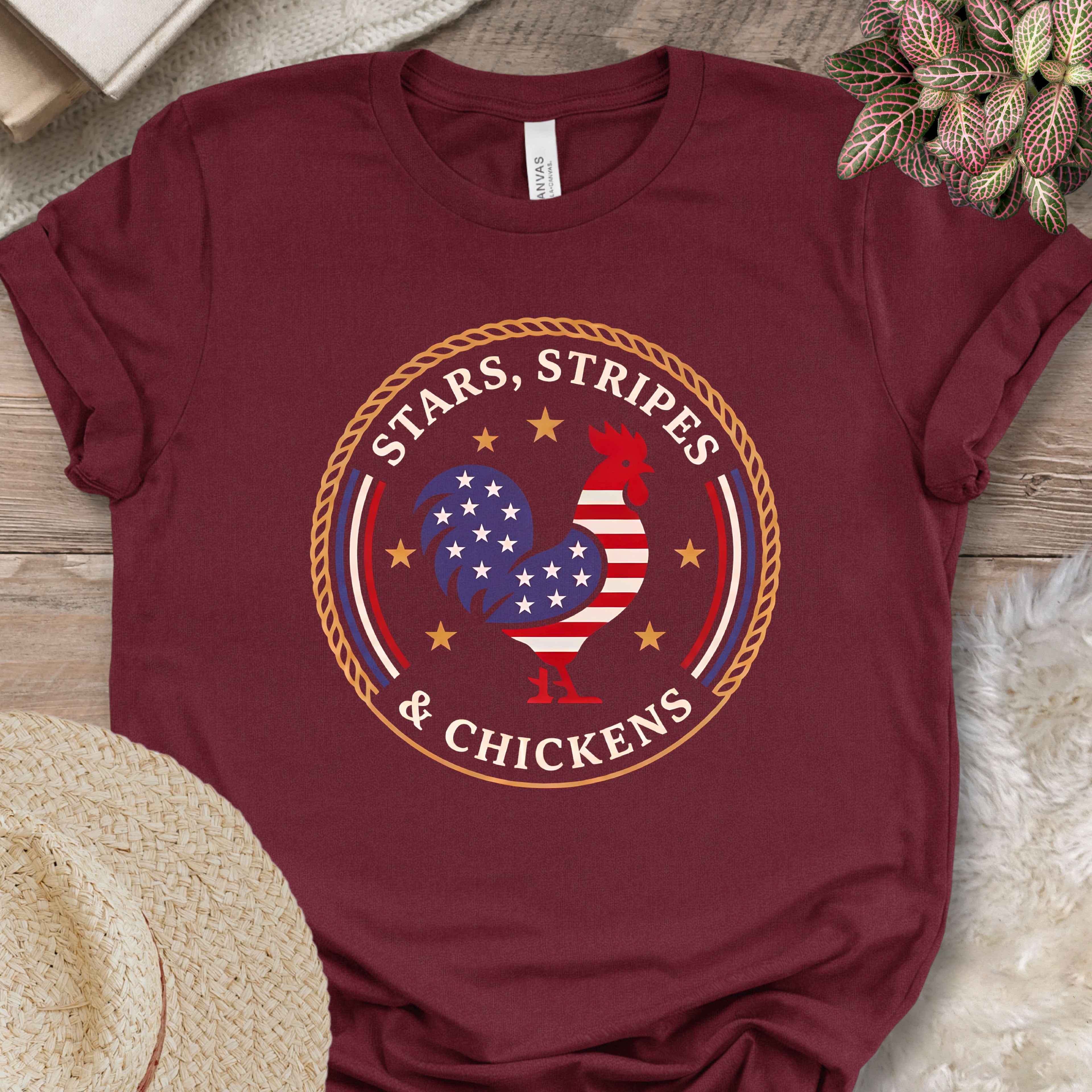 Patriotic Rooster Badge T-Shirt
