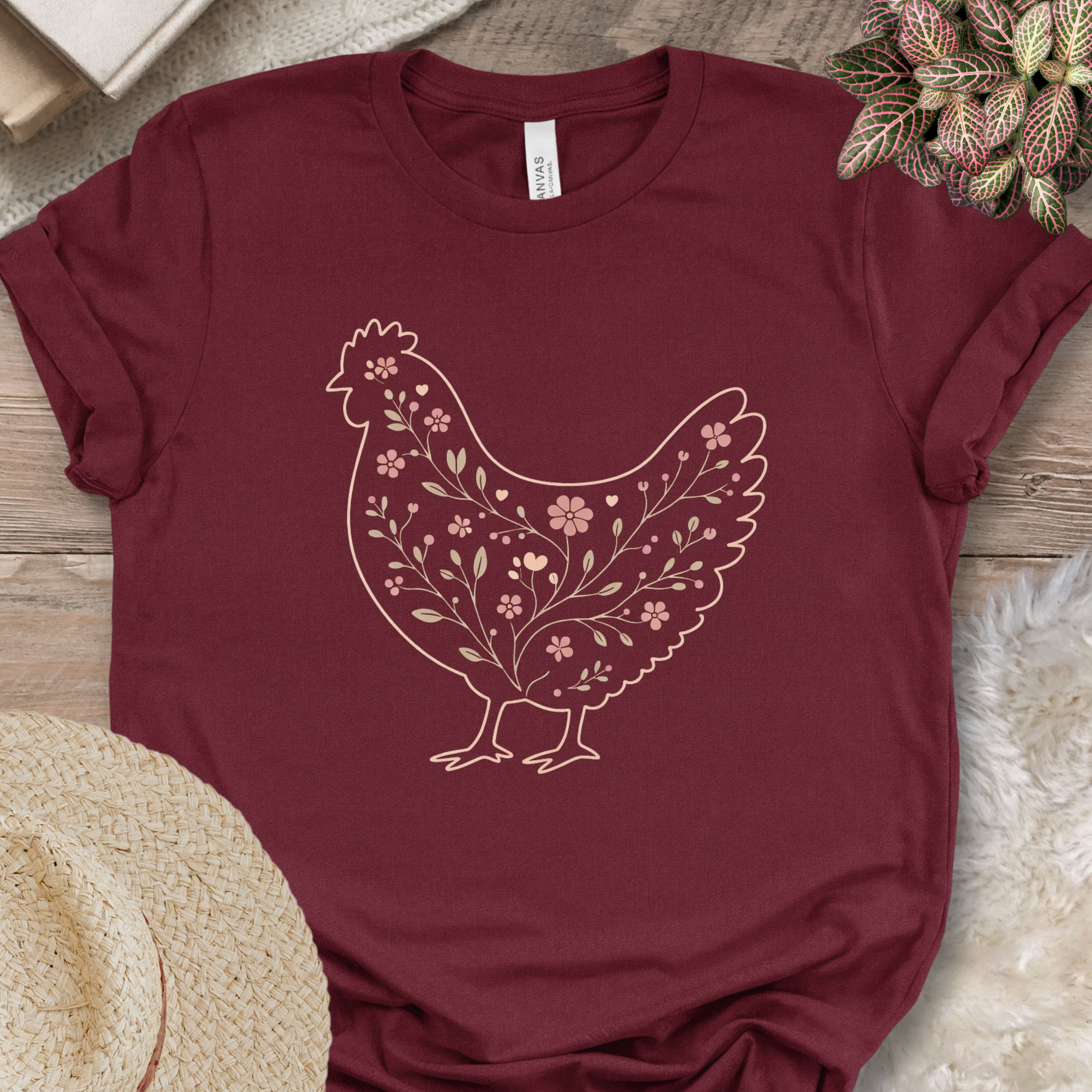 Minimalist Botanical Hen Shirt