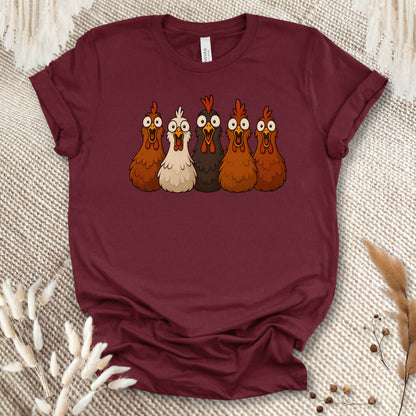 Funny Chicken Lover T-Shirt – Silly Chicken Lineup Tee for Farm Fans & Backyard Chicken Keepers
