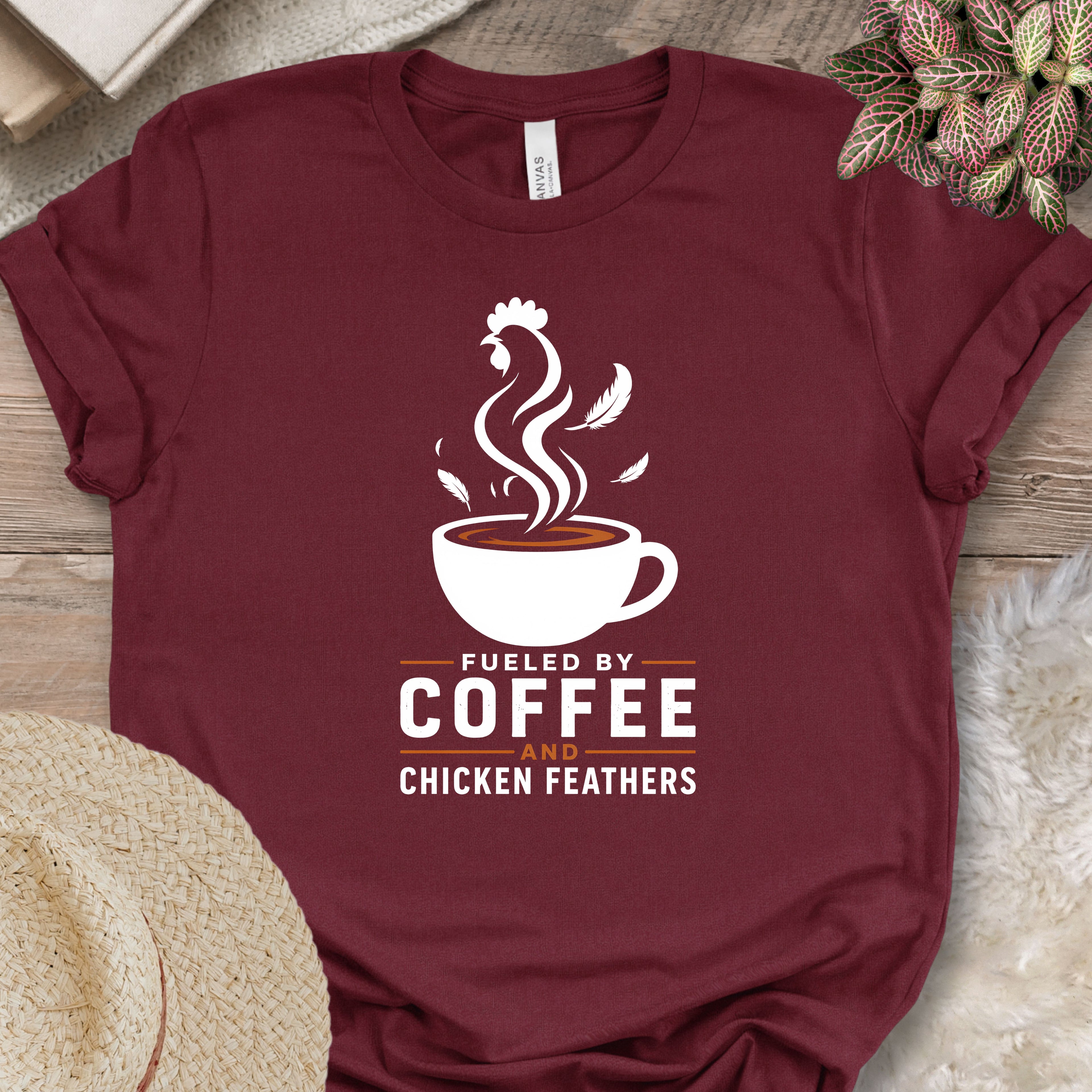 Fueled By Coffee Chicken Feathers Shirt