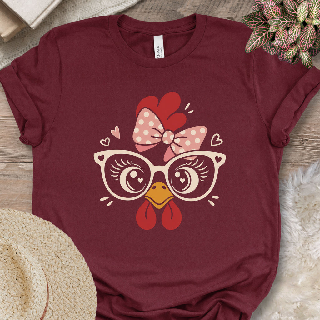 Cute Chicken Glasses Graphic Tee