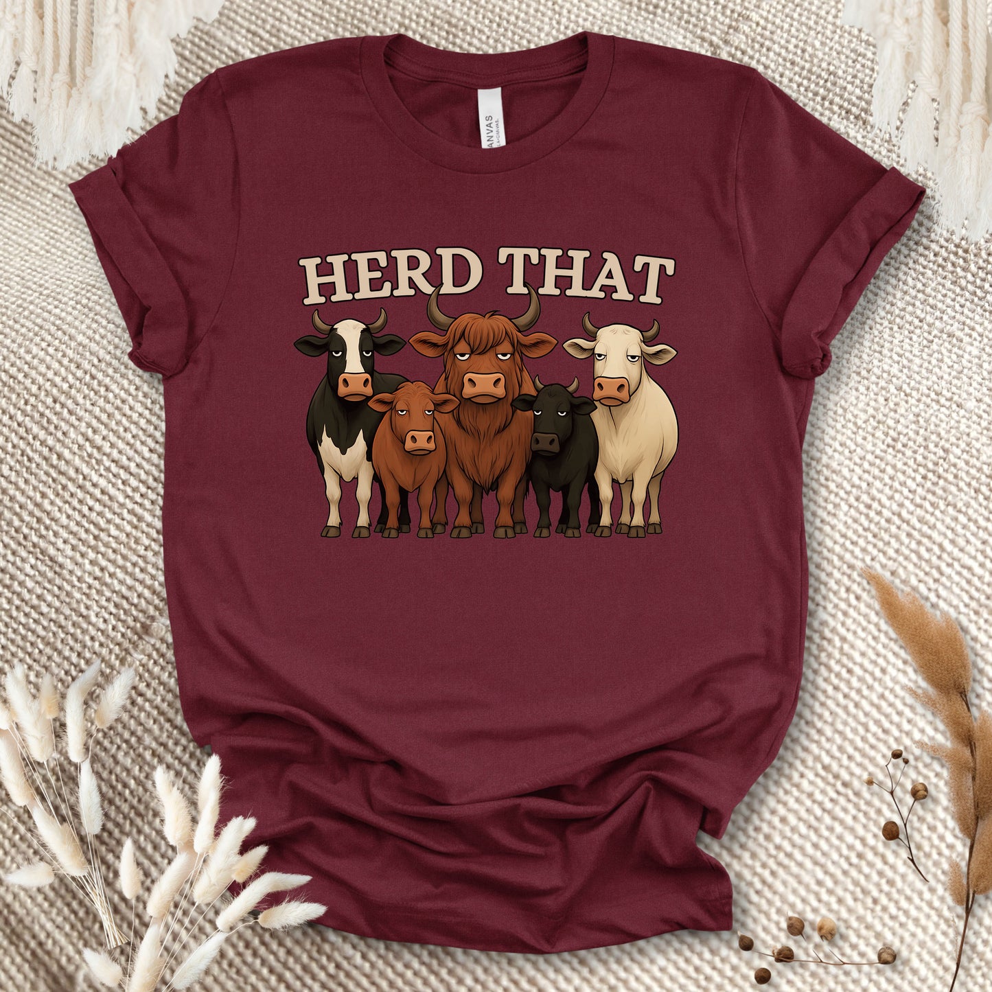 Funny Cow Lover T-Shirt – Herd That Cow Lineup Tee for Farmers, Ranch Families & Country Humor Fans