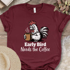 Sleepy Rooster Needs Coffee Tee