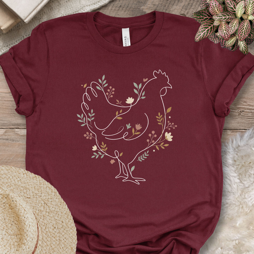 Botanical Line Art Hen Tee