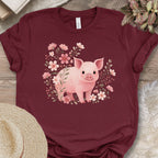 Cute Pig Floral Farm Shirt