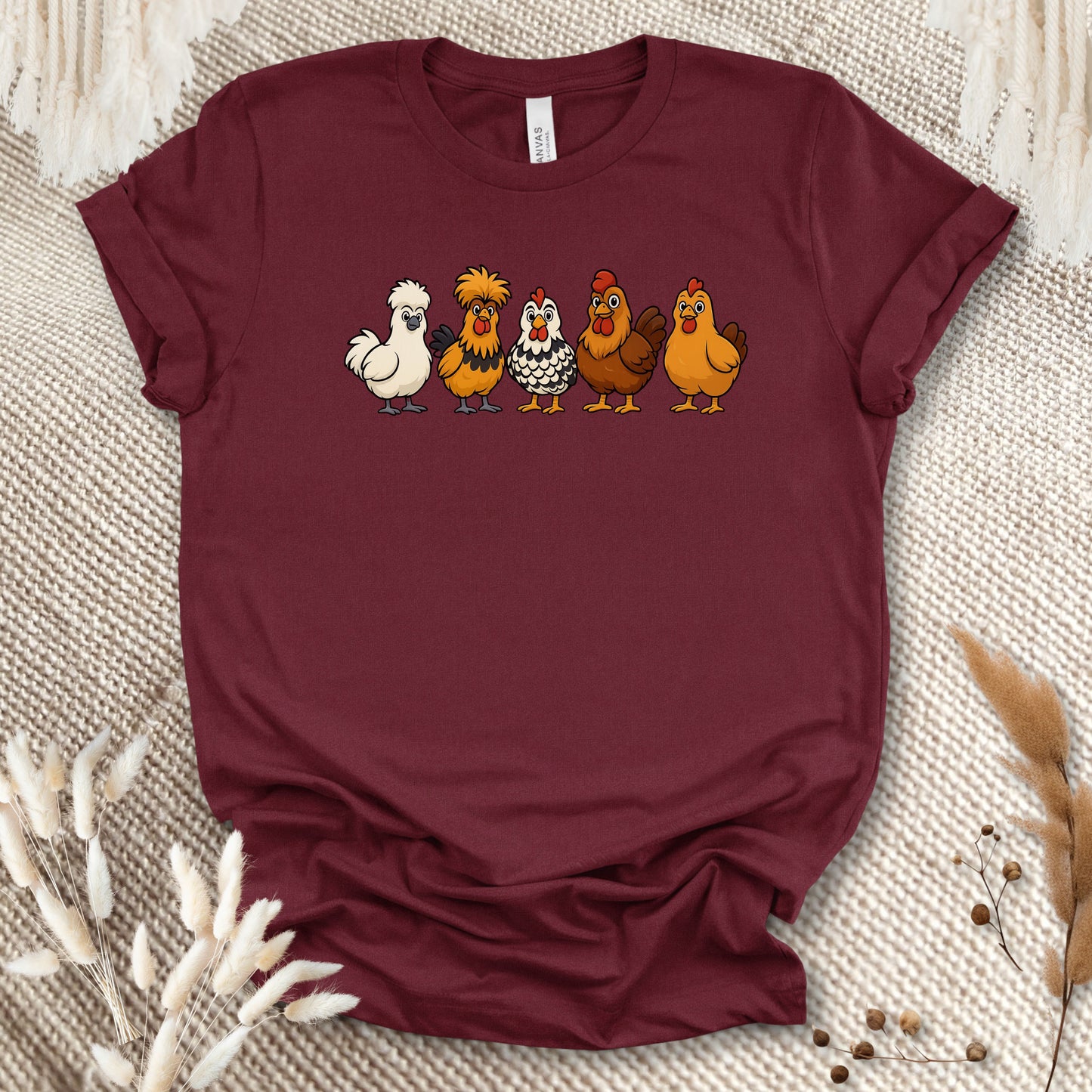 Chicken Breeds T-Shirt – Cartoon Silkie, Polish, Wyandotte, Brahma & Orpington Farm Animal Shirt for Chicken Lovers