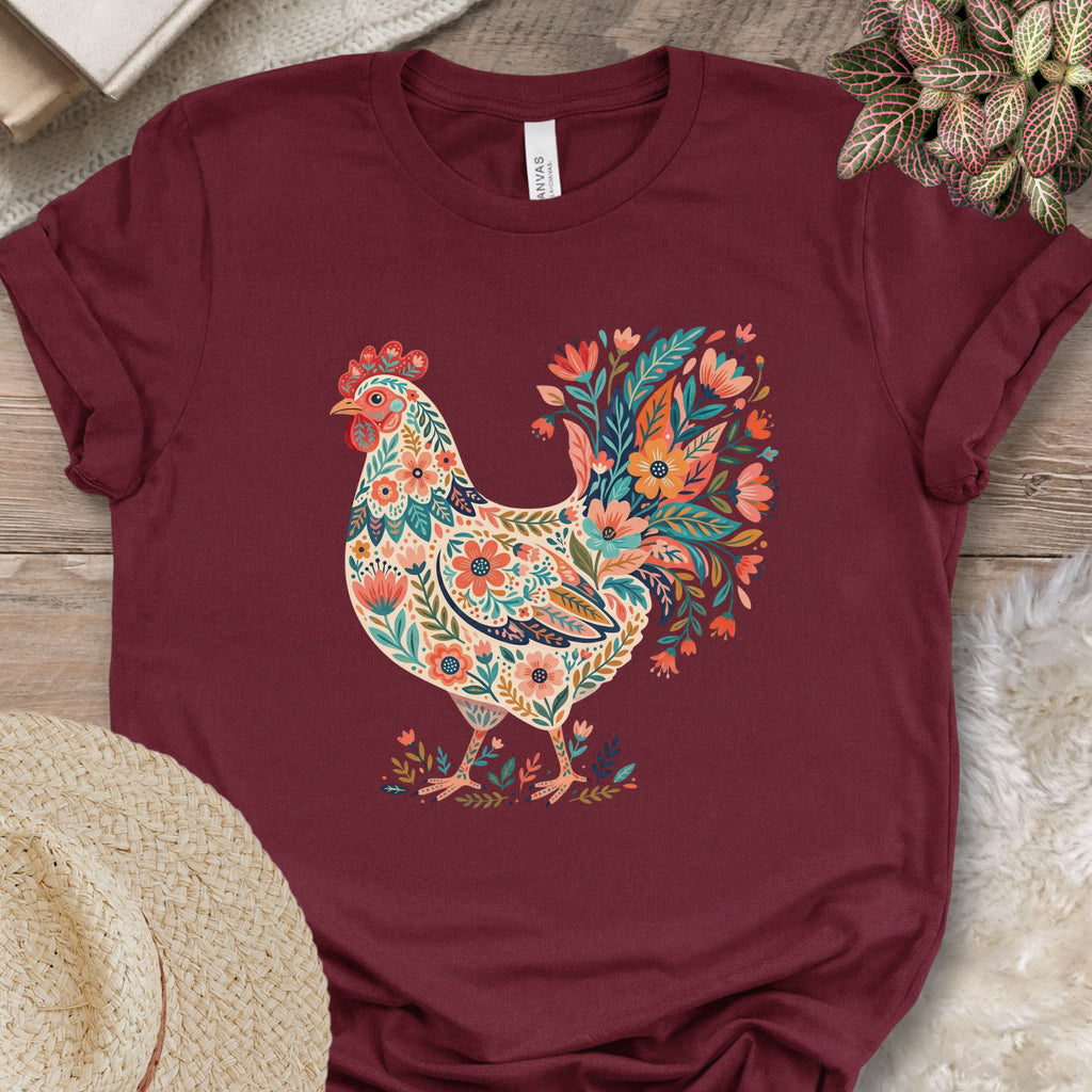Boho Floral Chicken T-Shirt