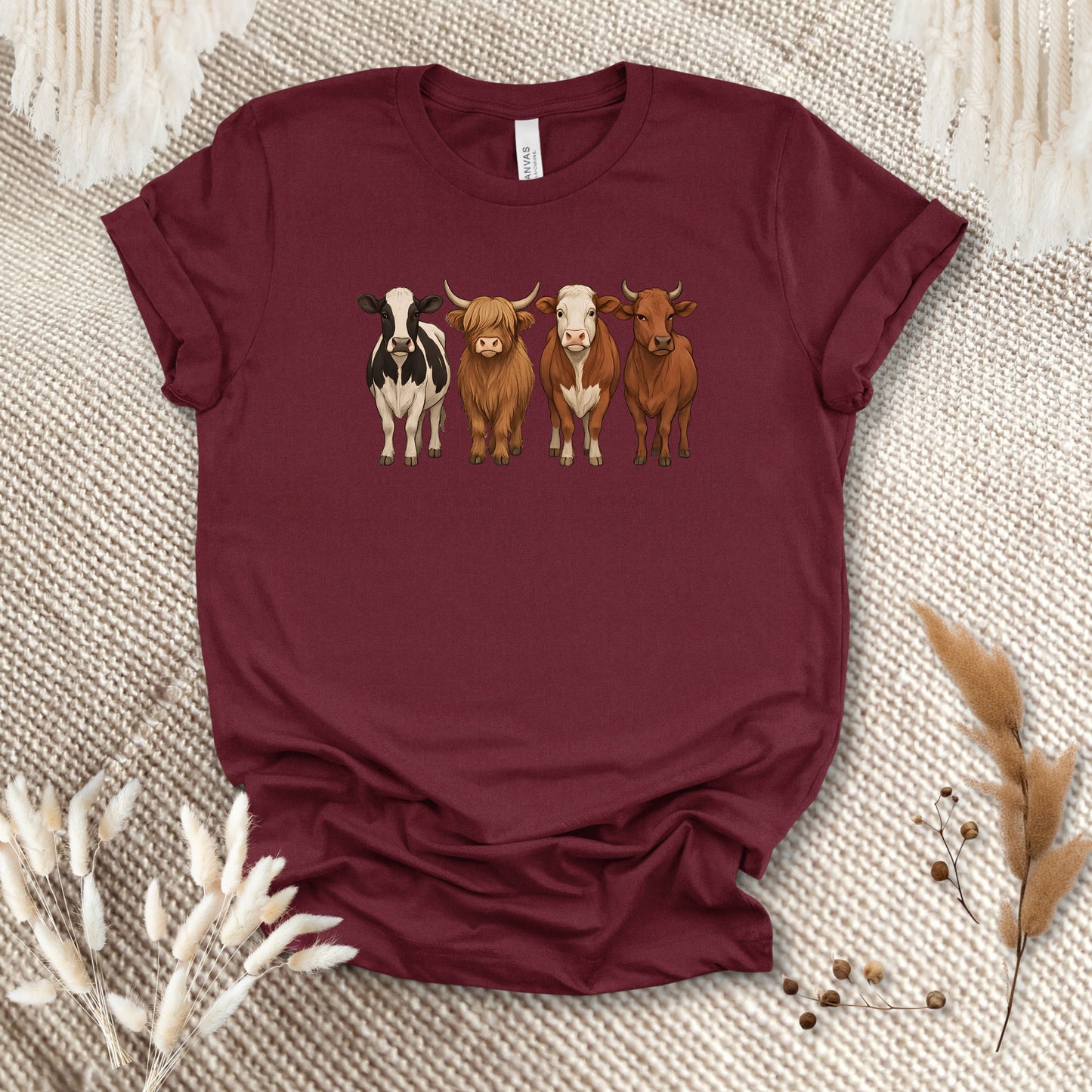 Cow Lover T-Shirt – Highland, Holstein & Brown Cow Lineup Tee for Ranchers & Farm Life Fans