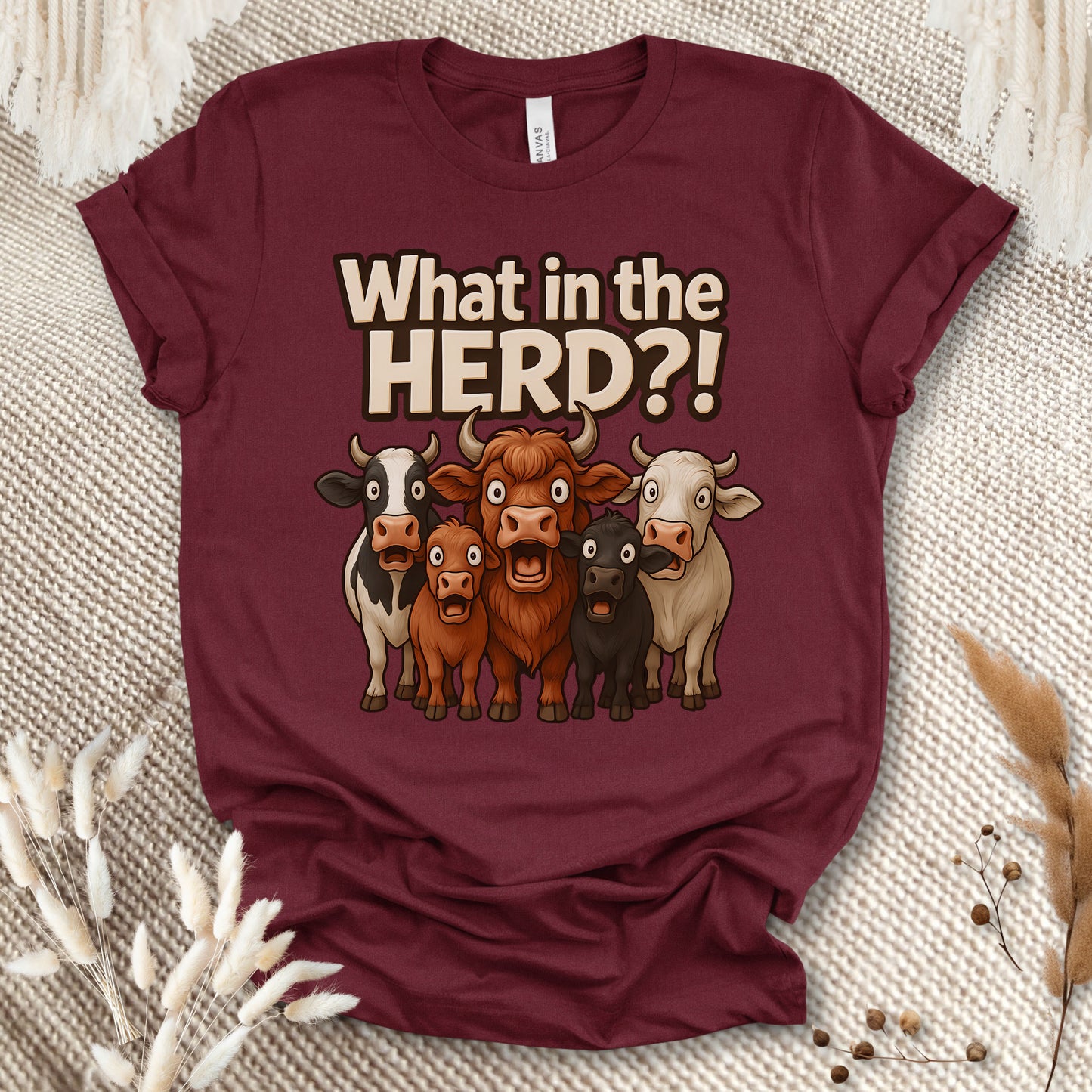 Funny Cow Lover T-Shirt – What in the Herd?! Cute Farm Animal Humor Tee for Farmers & Country Life Fans