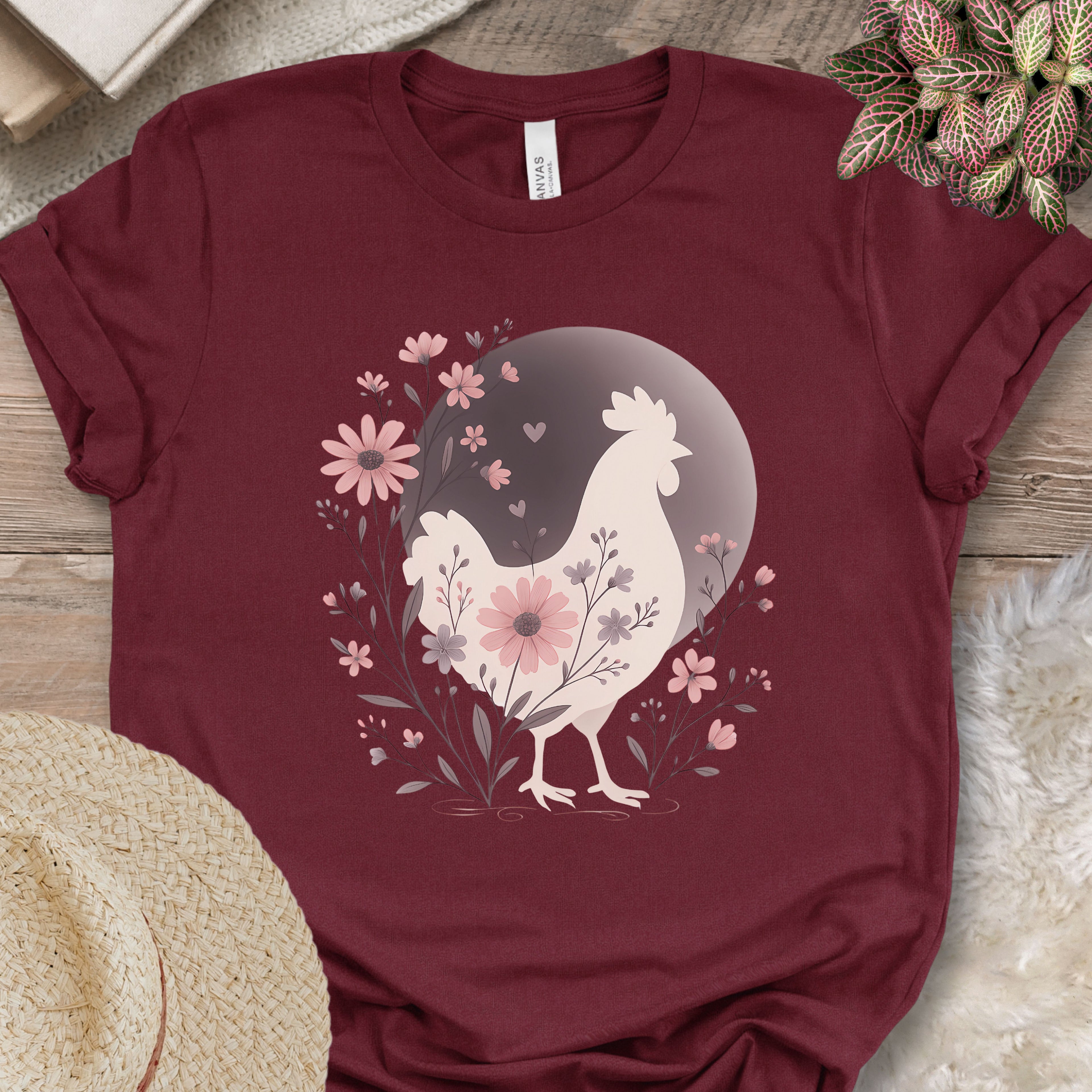 Floral Chicken Silhouette Tee