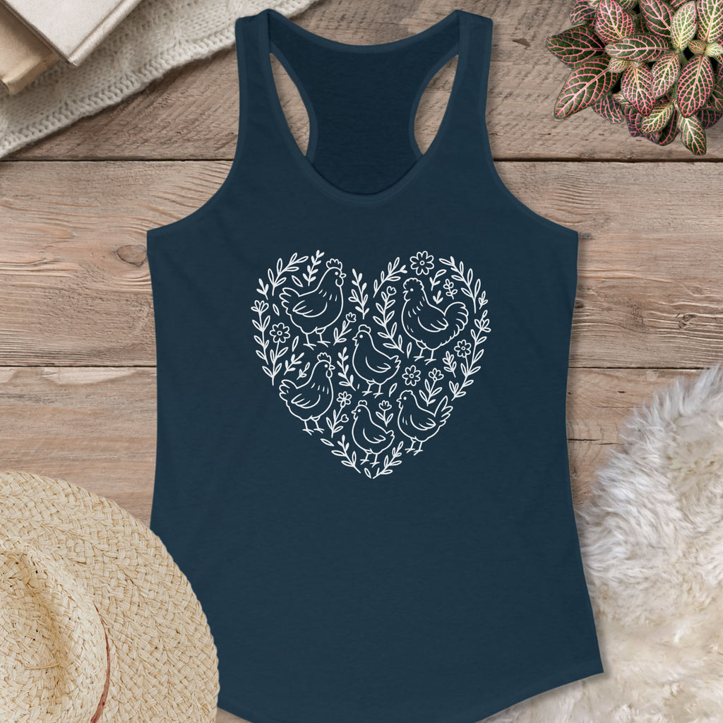 Floral Chicken Heart Tank Top