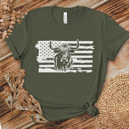 Patriotic Highland Cow Flag Shirt