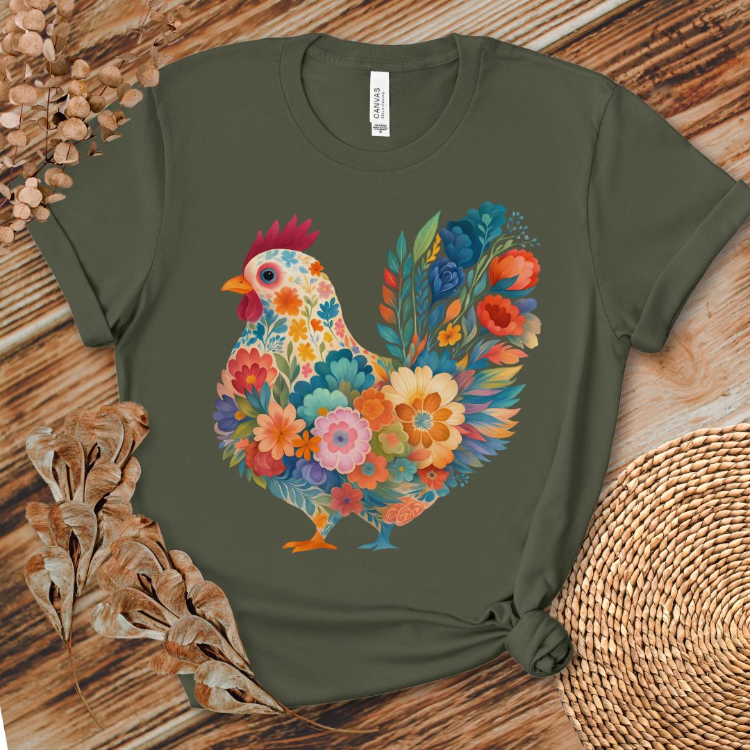 Blooming Chicken Flower Art Tee