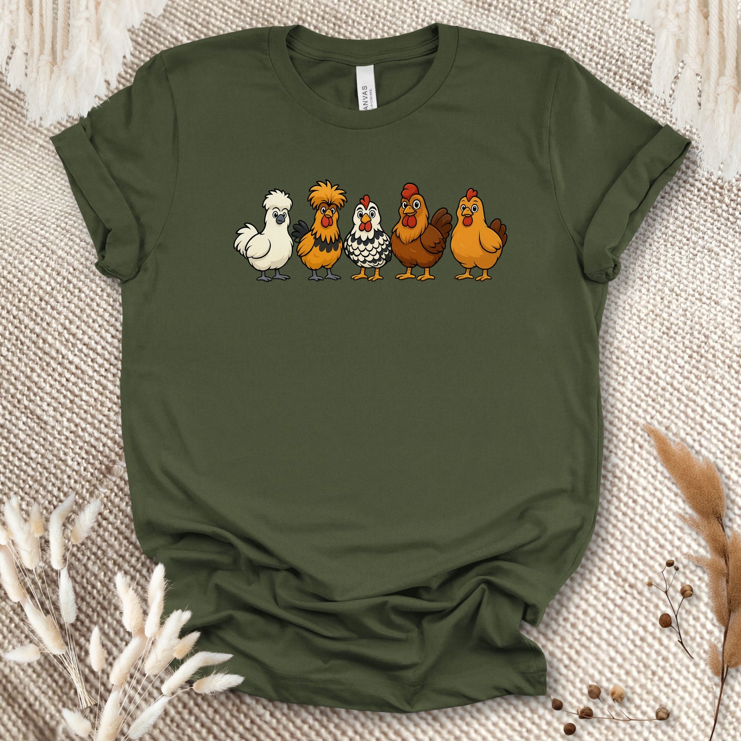 Chicken Breeds T-Shirt – Cartoon Silkie, Polish, Wyandotte, Brahma & Orpington Farm Animal Shirt for Chicken Lovers