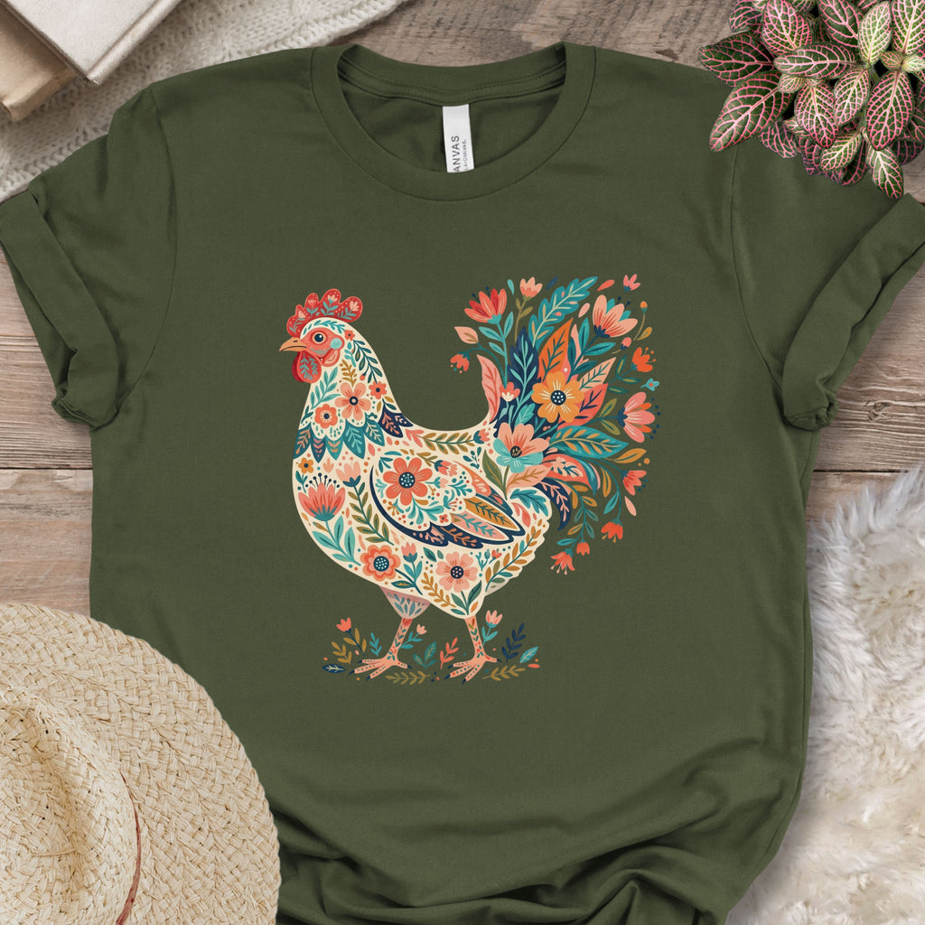 Boho Floral Chicken T-Shirt