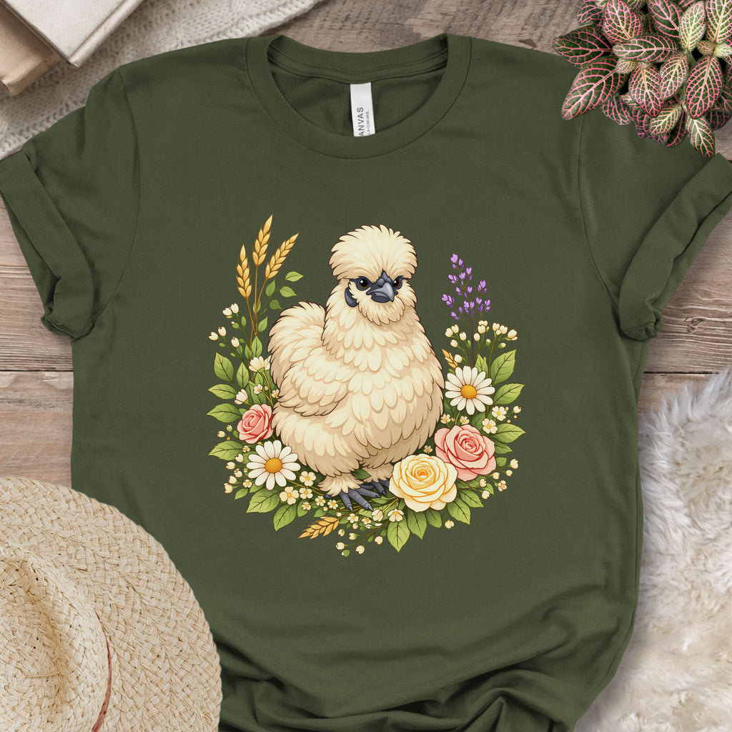 Silkie Chicken Floral T-Shirt