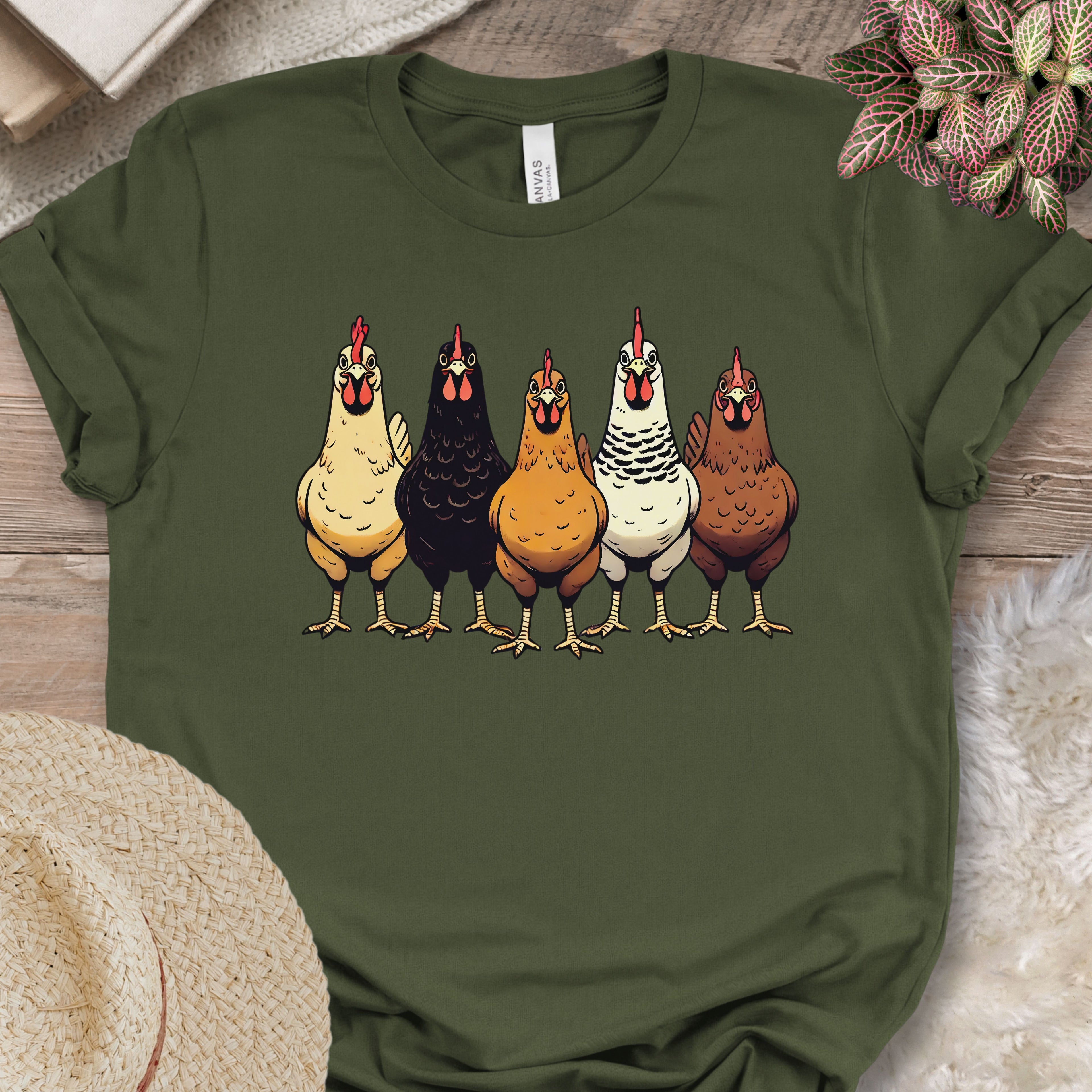 Multicolor Chicken Lineup Tee