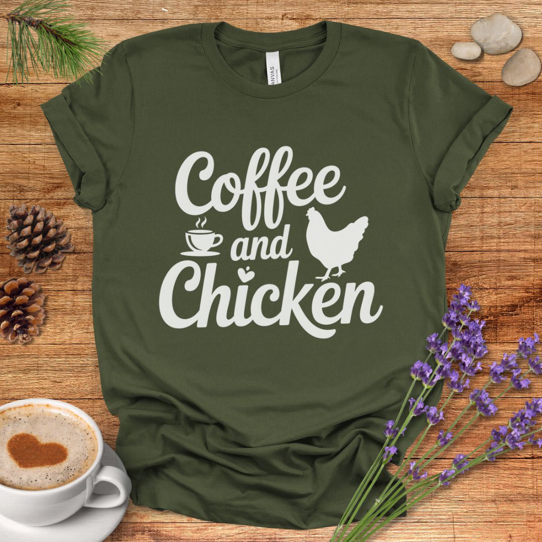 Caffeine and Chickens Tee