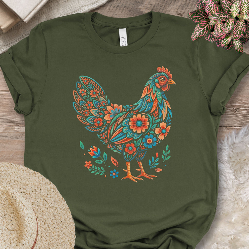 Dark Floral Rooster Shirt