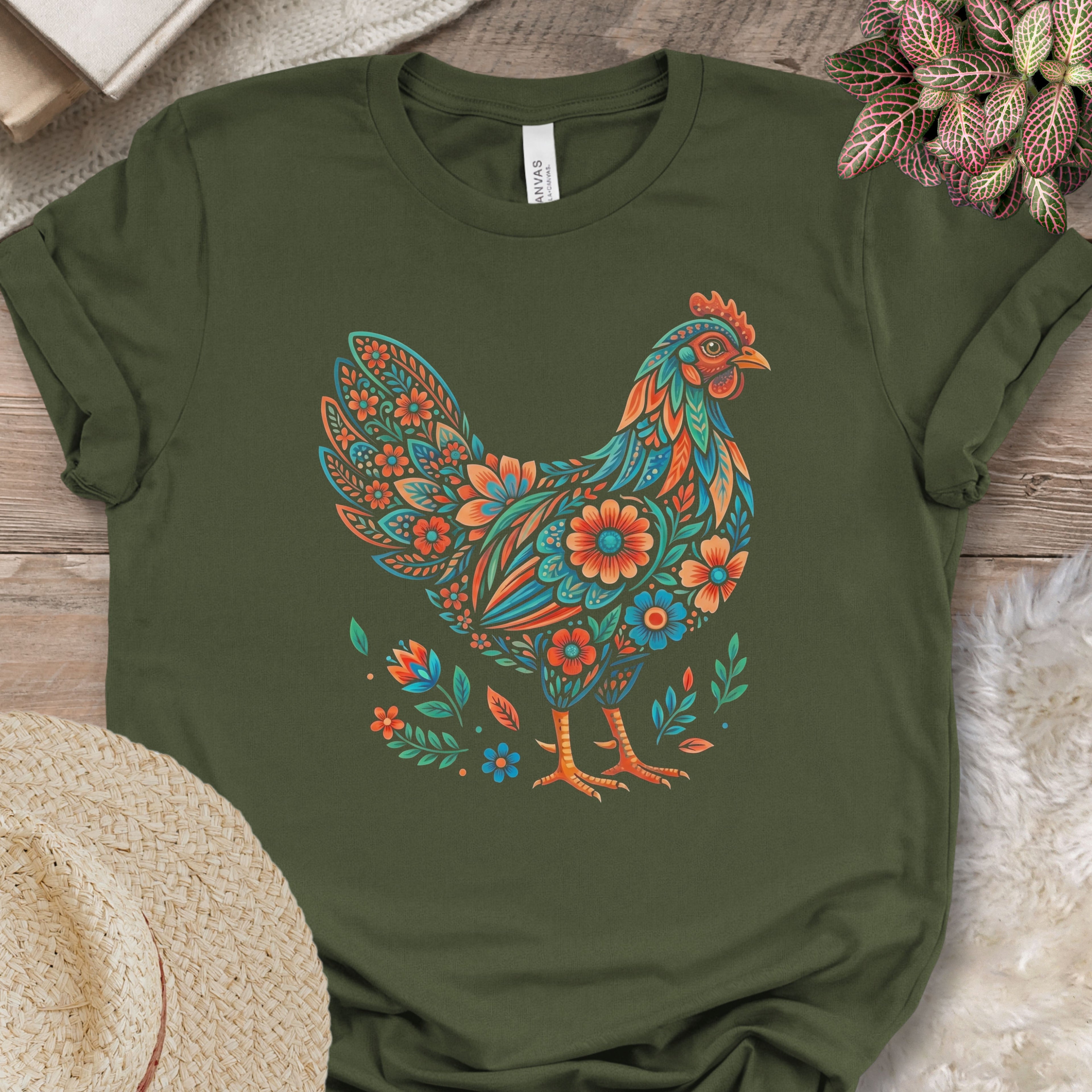 Dark Floral Rooster Shirt