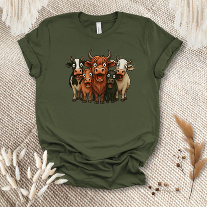Funny Cow Lover T-Shirt – Cute Cow Lineup Tee for Farmers, Ranchers & Cow Moms