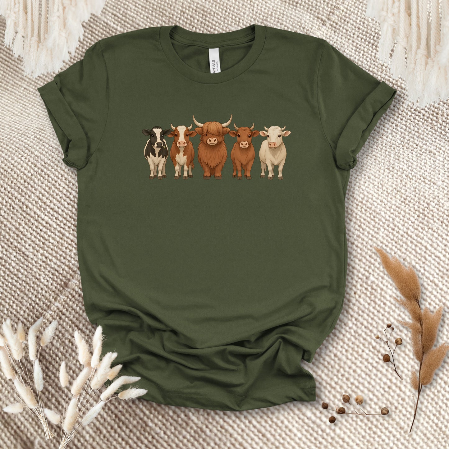 Cow Lover T-Shirt – Five Cow Breeds Lineup Tee for Farm Life & Ranch Style Fans