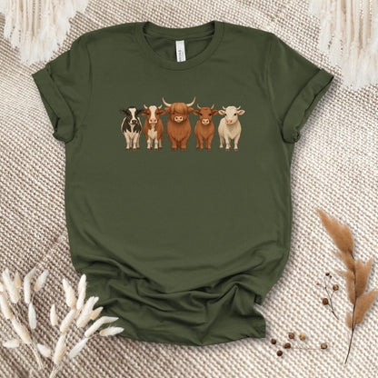 Cow Lover T-Shirt – Five Cow Breeds Lineup Tee for Farm Life & Ranch Style Fans