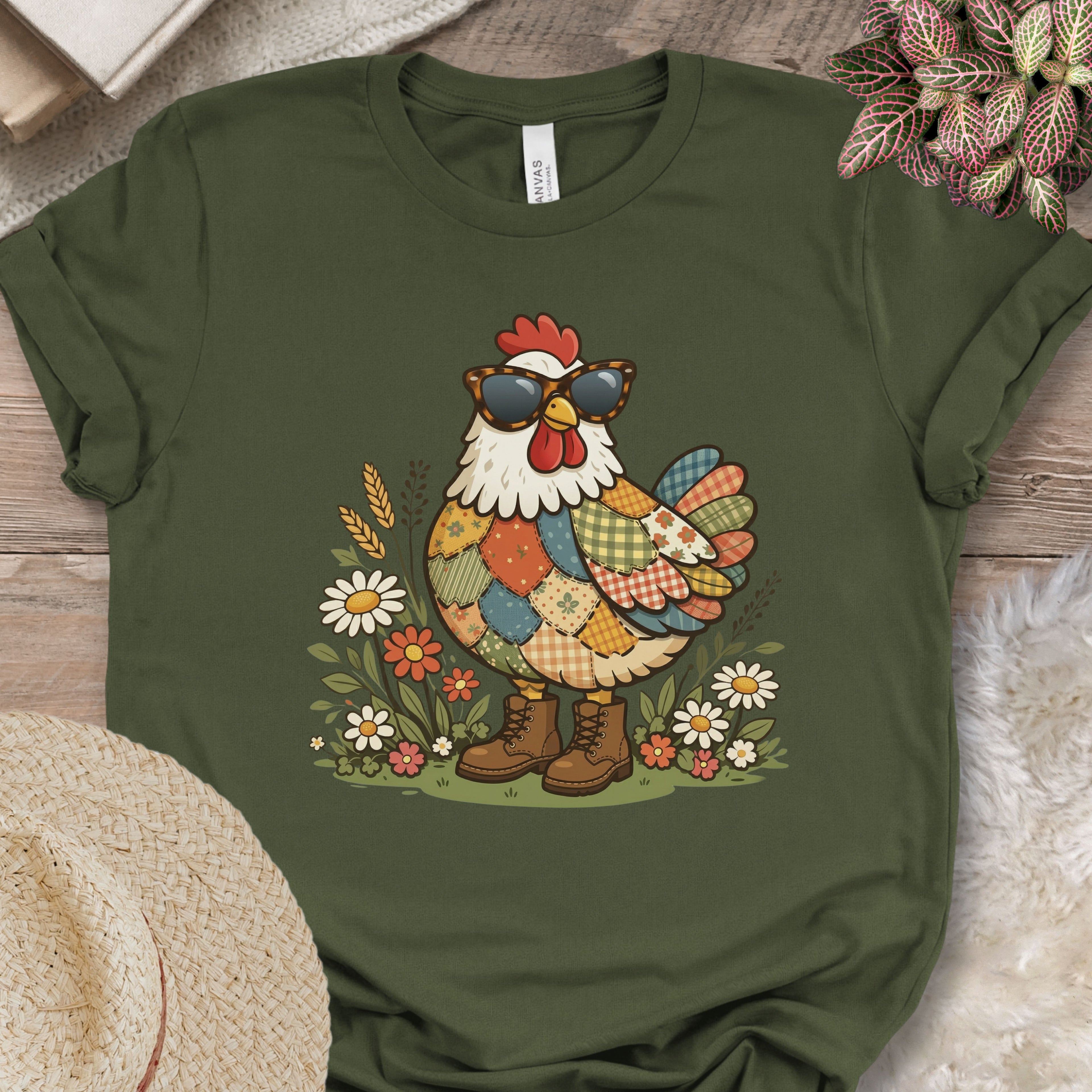 Patchwork Chicken Floral T-Shirt
