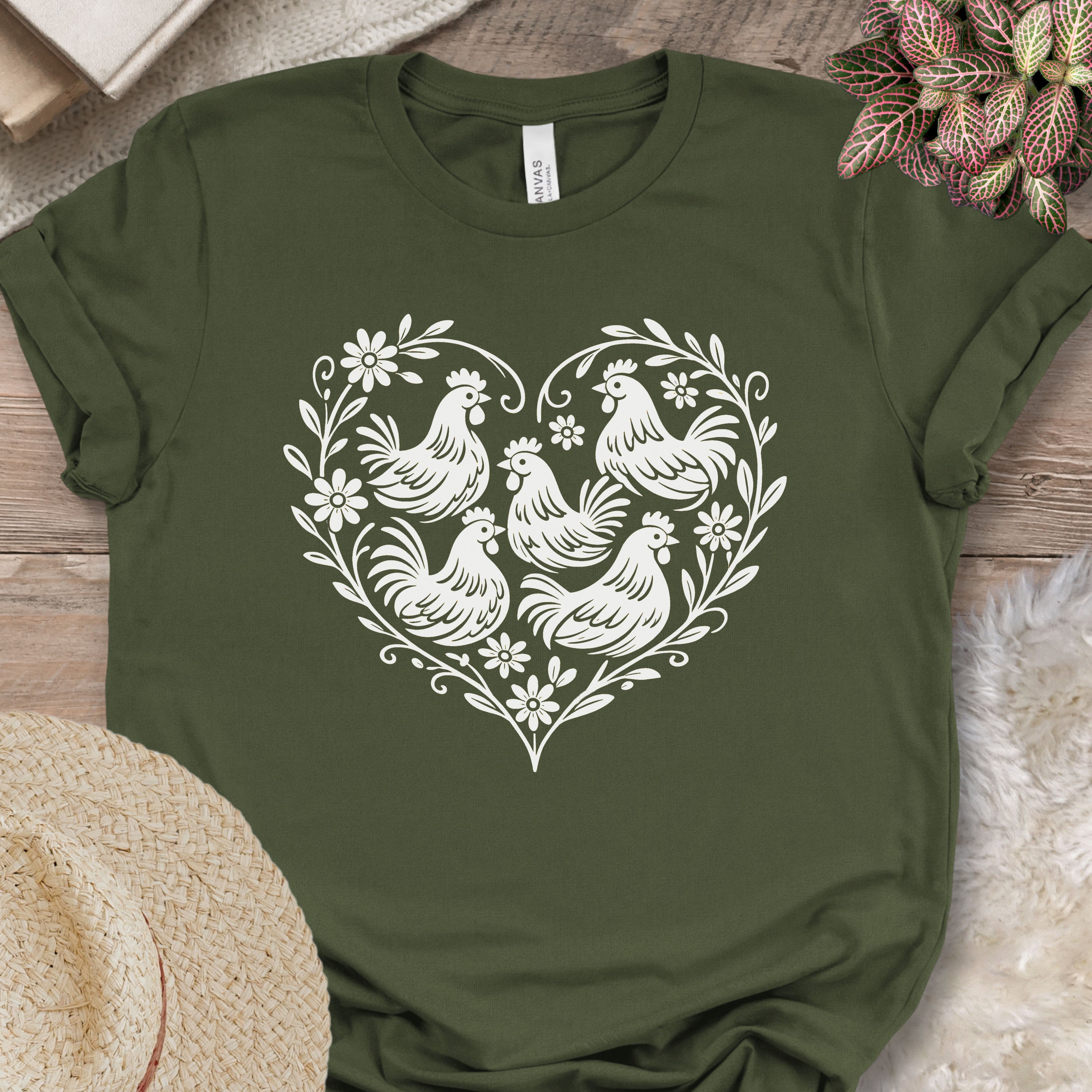Floral Chicken Heart Shirt