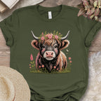 Floral Highland Cow Tee