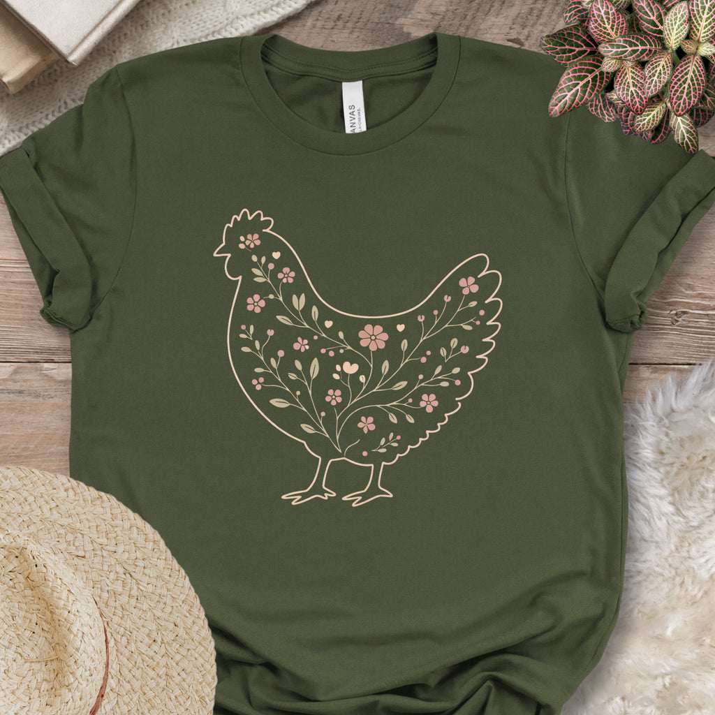 Minimalist Botanical Hen Shirt