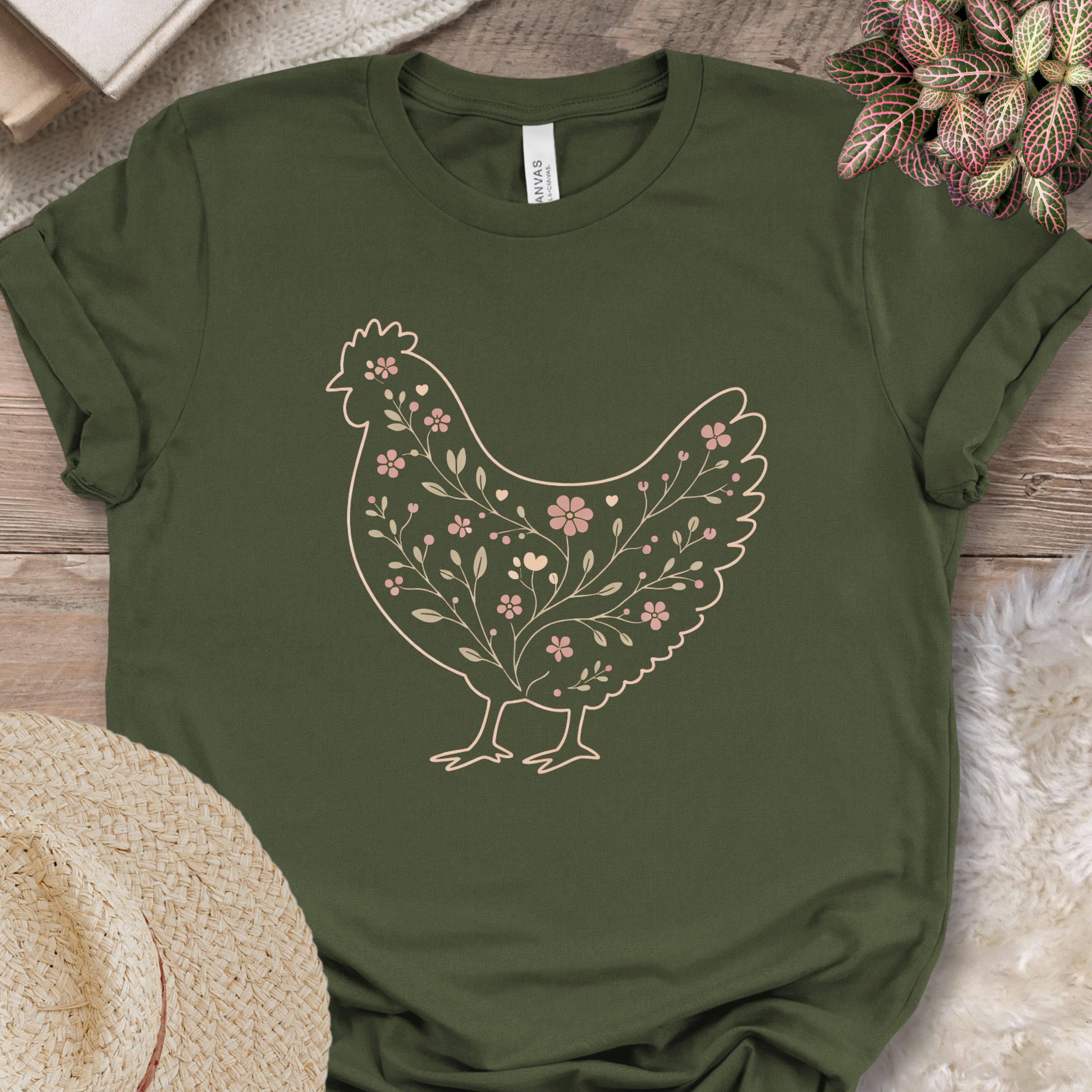 Minimalist Botanical Hen Shirt