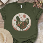 Boho Floral Chicken Silhouette Shirt
