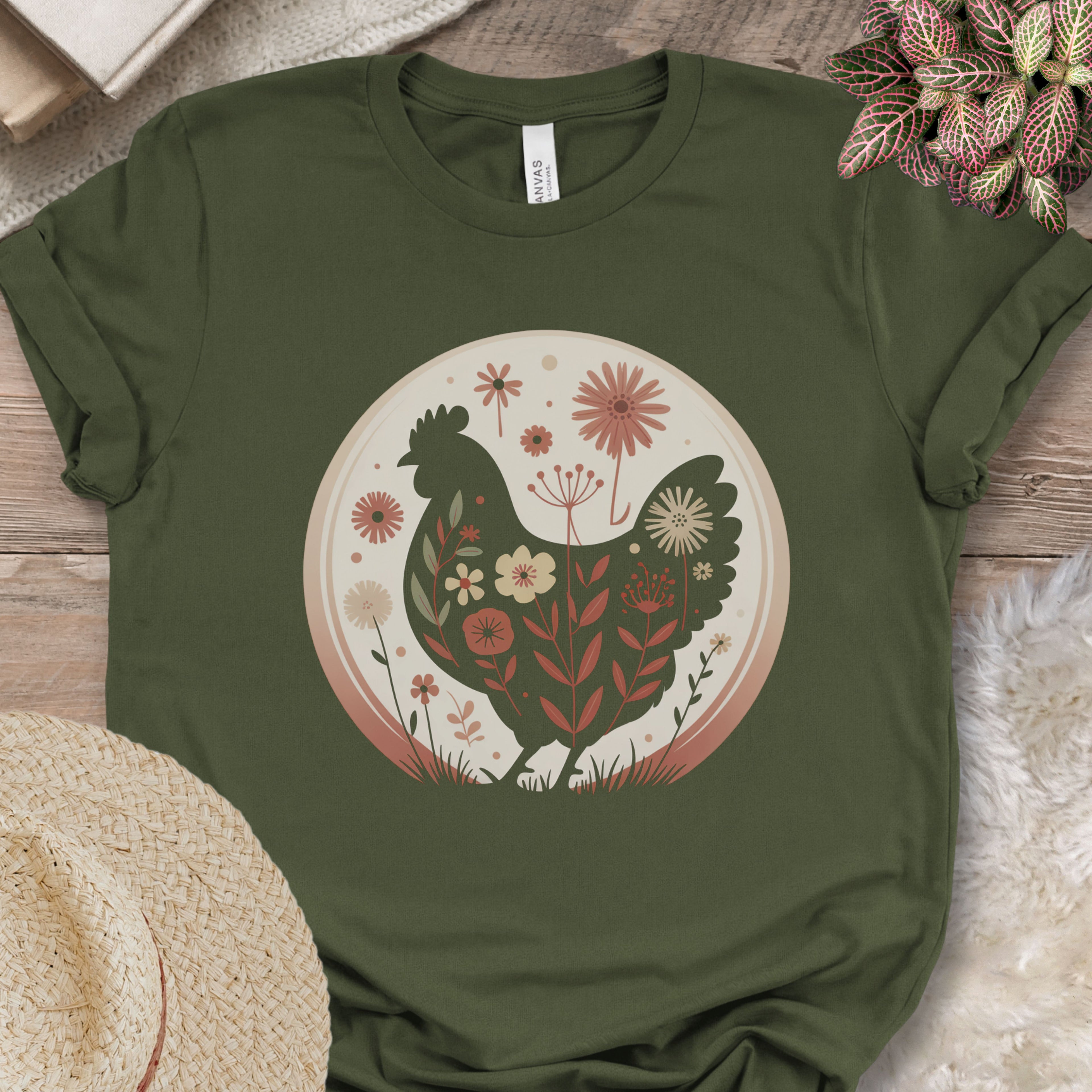 Boho Floral Chicken Silhouette Shirt