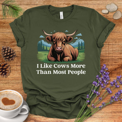Funny Cow Lover T-Shirt – I Like Cows More Than Most People Tee for Cow Moms, Farmers & Country Life Fans