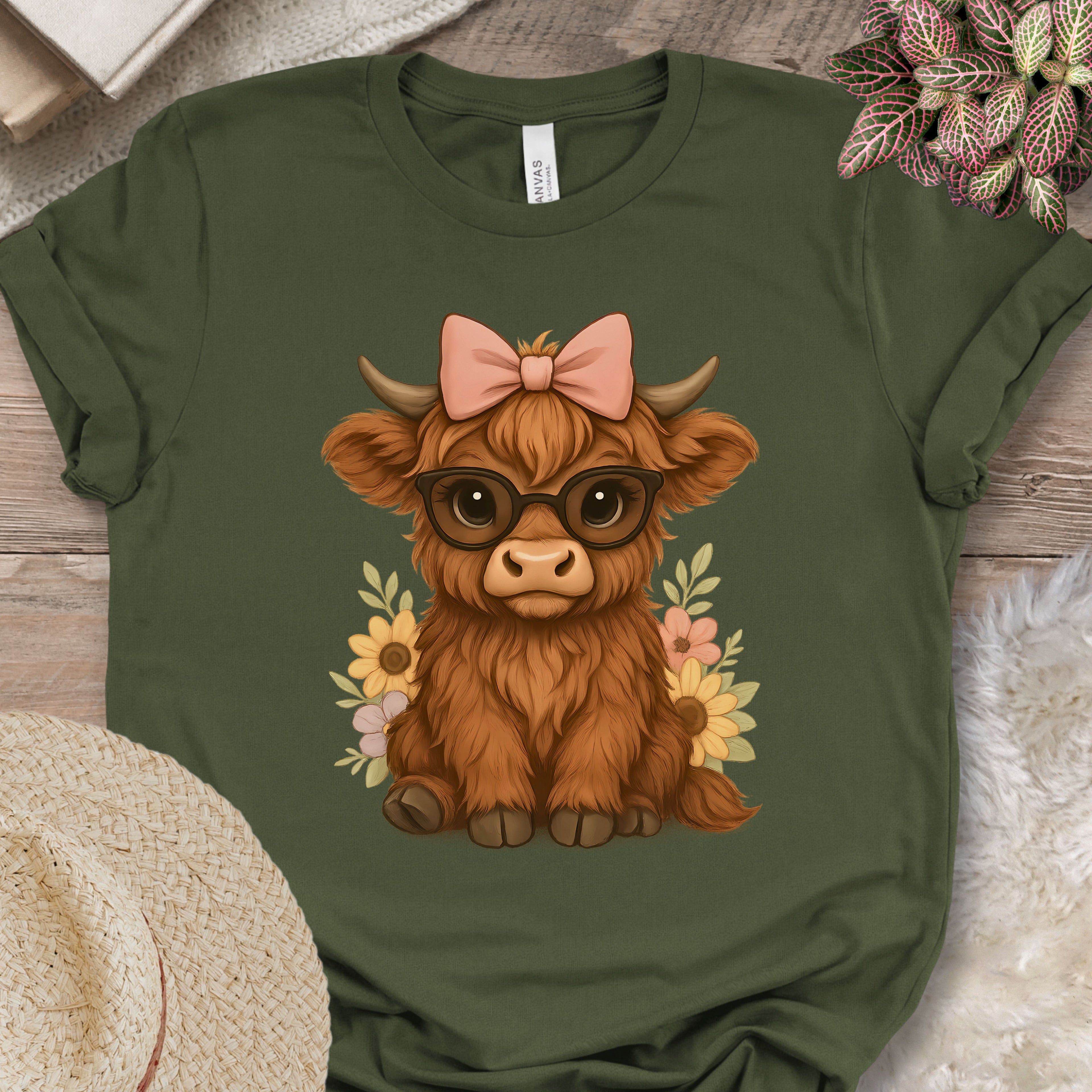 Highland Cow in Sunglasses Tee